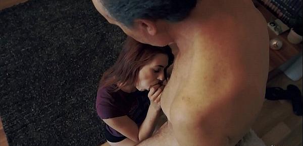  Evening sex with grandpa and teen super hot and sexy with deepthroat blowjob and cumshot in mouth